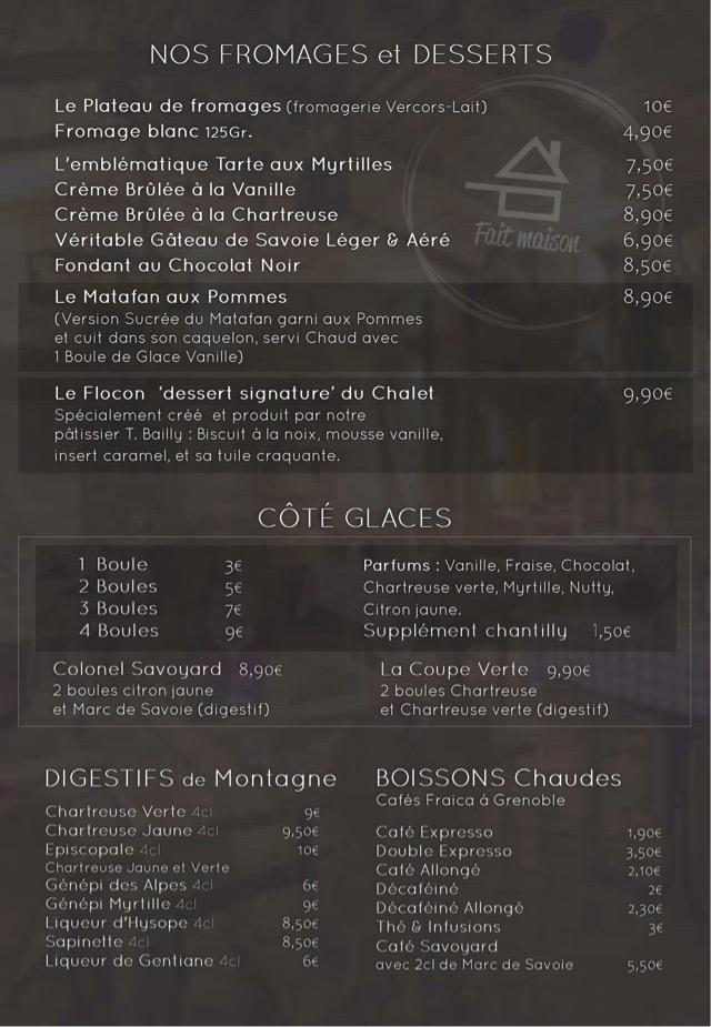 Le Chalet - Spécialités Savoyardes - Menu Image 4